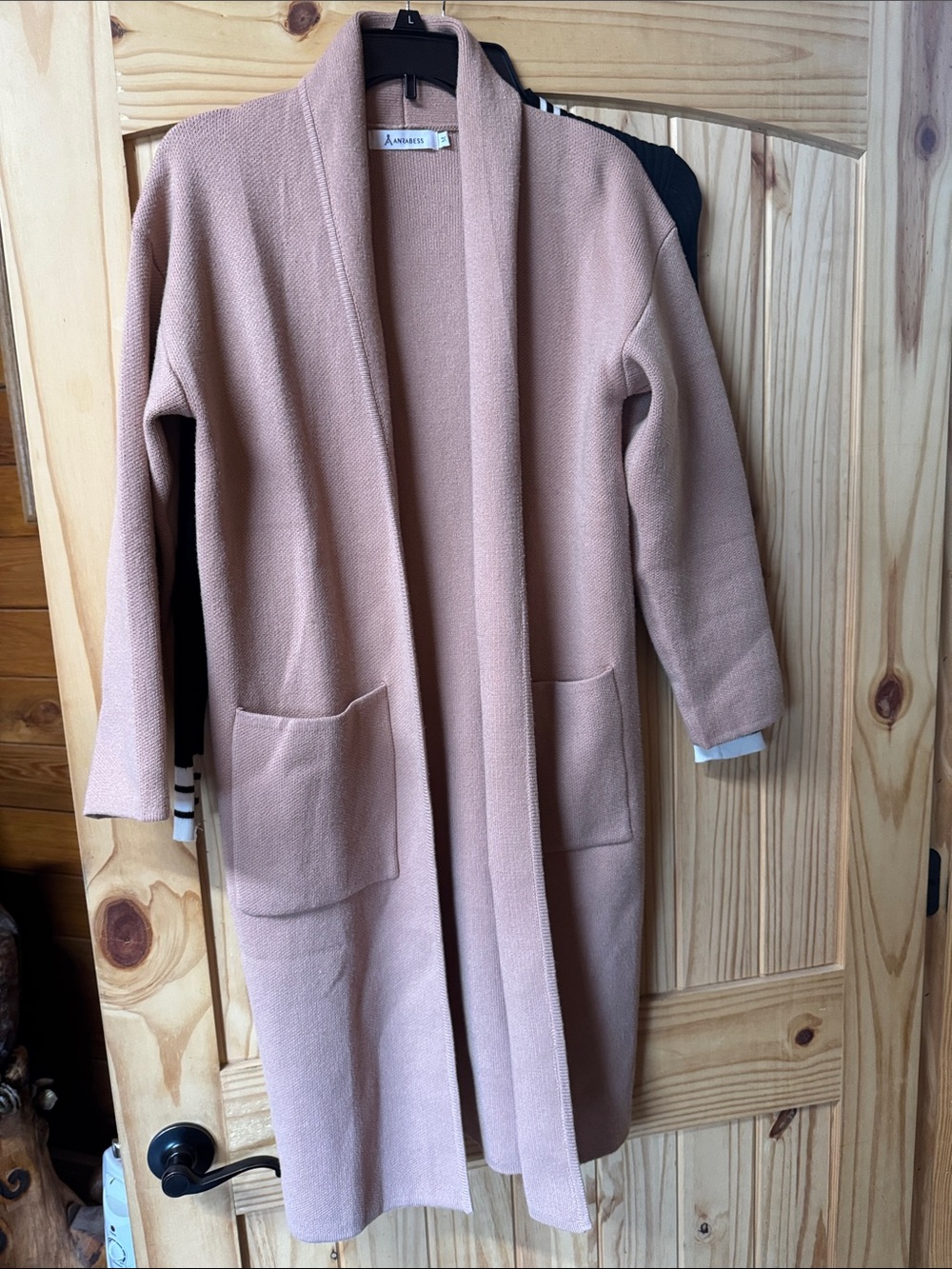Long Open-Front Dusty Rose Cardigan with Patch Pockets brand new without tags